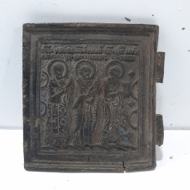 Створка от складня Деисус Избранные святые, бронза, XVIII век
